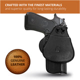 Leather OWB Paddle Holster For Beretta 92FS, Glock 34