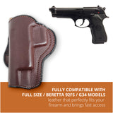 Leather OWB Paddle Holster For Beretta 92FS, Glock 34