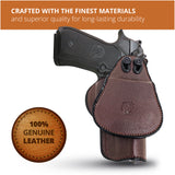 Leather OWB Paddle Holster For Beretta 92FS, Glock 34