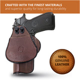Leather OWB Paddle Holster For Beretta 92FS, Glock 34