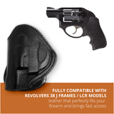 Leather OWB Paddle Holster For Revolvers 38 J Frame, Ruger LCR