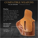 OWB Ambidextrous Leather Holster for Glock 26 / 27 / 33 / 43X