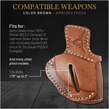 OWB Ambidextrous Leather Holster for  Glock 19, Sig Sauer P320