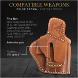 OWB Ambidextrous Leather Holster for Glock 19, 19X, 23, 43, 43X