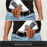 OWB Ambidextrous Leather Holster for Glock 19, 19X, 23, 43, 43X
