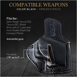 OWB Ambidextrous Leather Holster for Shield, Taurus G2C/G3C