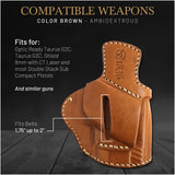 OWB Ambidextrous Leather Holster for Shield, Taurus G2C/G3C