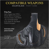 OWB Thumb Break Leather Holster. Fits 1911, Shield 380 EZ