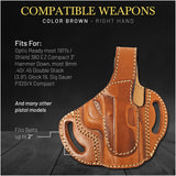 OWB Thumb Break Leather Holster. Fits 1911, Shield 380 EZ