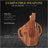 OWB Thumb Break Leather Holster. Fits for Glock 17 / 22