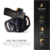 OWB Open Top Leather Holster for Glock 26 / 27 / 33 / 43X