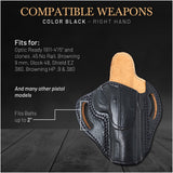 OWB Open Top Leather Holster for 1911-4"/5", 45 no Rail