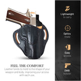 OWB Open Top Leather Holster for 1911-4"/5", 45 no Rail