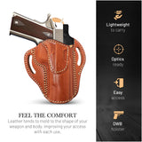 OWB Open Top Leather Holster for 1911-4"/5", 45 no Rail