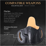 OWB Open Top Leather Holster for 1911, Shield 380 EZ Compact 3"