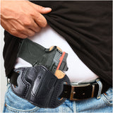 OWB Open Top Leather Holster for 1911, Shield 380 EZ Compact 3"