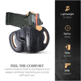 OWB Open Top Leather Holster for 1911, Shield 380 EZ Compact 3"