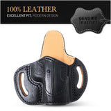 OWB Open Top Leather Holster for 1911, Shield 380 EZ Compact 3"
