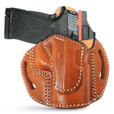 OWB Open Top Leather Holster for 1911, Shield 380 EZ Compact 3"