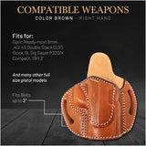 OWB Open Top Leather Holster for 1911, Shield 380 EZ Compact 3"