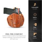 OWB Open Top Leather Holster for 1911, Shield 380 EZ Compact 3"
