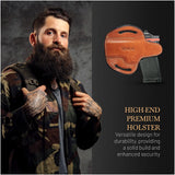 OWB Open Top Leather Holster for 1911, Shield 380 EZ Compact 3"