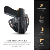 OWB Open Top Leather Holster for  Glock 17/22, Double Stack