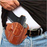 OWB Open Top Leather Holster for  Glock 17/22, Double Stack