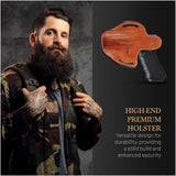 OWB Open Top Leather Holster for  Glock 17/22, Double Stack