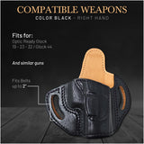 OWB Open Top Leather Holster for Glock 19/ 23 / 32 / 44