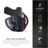 OWB Open Top Leather Holster for Glock 19/ 23 / 32 / 44