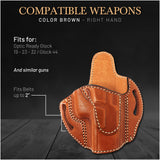 OWB Open Top Leather Holster for Glock 19/ 23 / 32 / 44