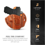 OWB Open Top Leather Holster for Glock 19/ 23 / 32 / 44