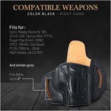 OWB Open Top Leather Holster for Glock 19, 19X, 23, 43, 43X