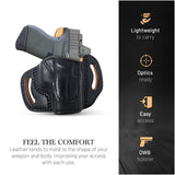 OWB Open Top Leather Holster for Glock 19, 19X, 23, 43, 43X