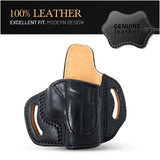OWB Open Top Leather Holster for Glock 19, 19X, 23, 43, 43X