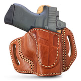 OWB Open Top Leather Holster for Glock 19, 19X, 23, 43, 43X