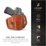 OWB Open Top Leather Holster for Glock 19, 19X, 23, 43, 43X