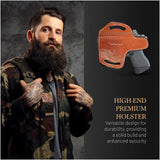 OWB Open Top Leather Holster for Glock 19, 19X, 23, 43, 43X