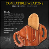 OWB Open Carry Leather Holster for  Glock 26/27/33/42 Shield, XDS