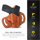 OWB Open Carry Leather Holster for  Glock 26/27/33/42 Shield, XDS