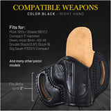 OWB Open Carry Leather Holster for 1911 3", M&P Shield EZ