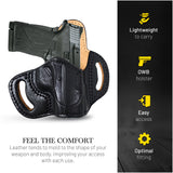 OWB Open Carry Leather Holster for 1911 3", M&P Shield EZ