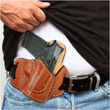 OWB Open Carry Leather Holster for 1911 3", M&P Shield EZ