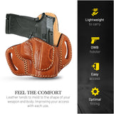 OWB Open Carry Leather Holster for 1911 3", M&P Shield EZ