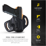 OWB Open Carry Leather Holster for Most Glock Full Size 9 mm