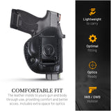 IWB / OWB 4 in 1 Leather Holster for Single Stack S&W, Hellcat
