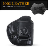 IWB / OWB 4 in 1 Leather Holster for Single Stack S&W, Hellcat