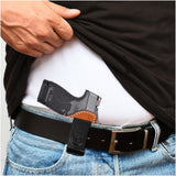 IWB / OWB 4 in 1 Leather Holster for Single Stack S&W, Hellcat