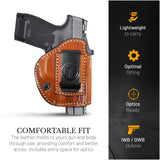 IWB / OWB 4 in 1 Leather Holster for Single Stack S&W, Hellcat